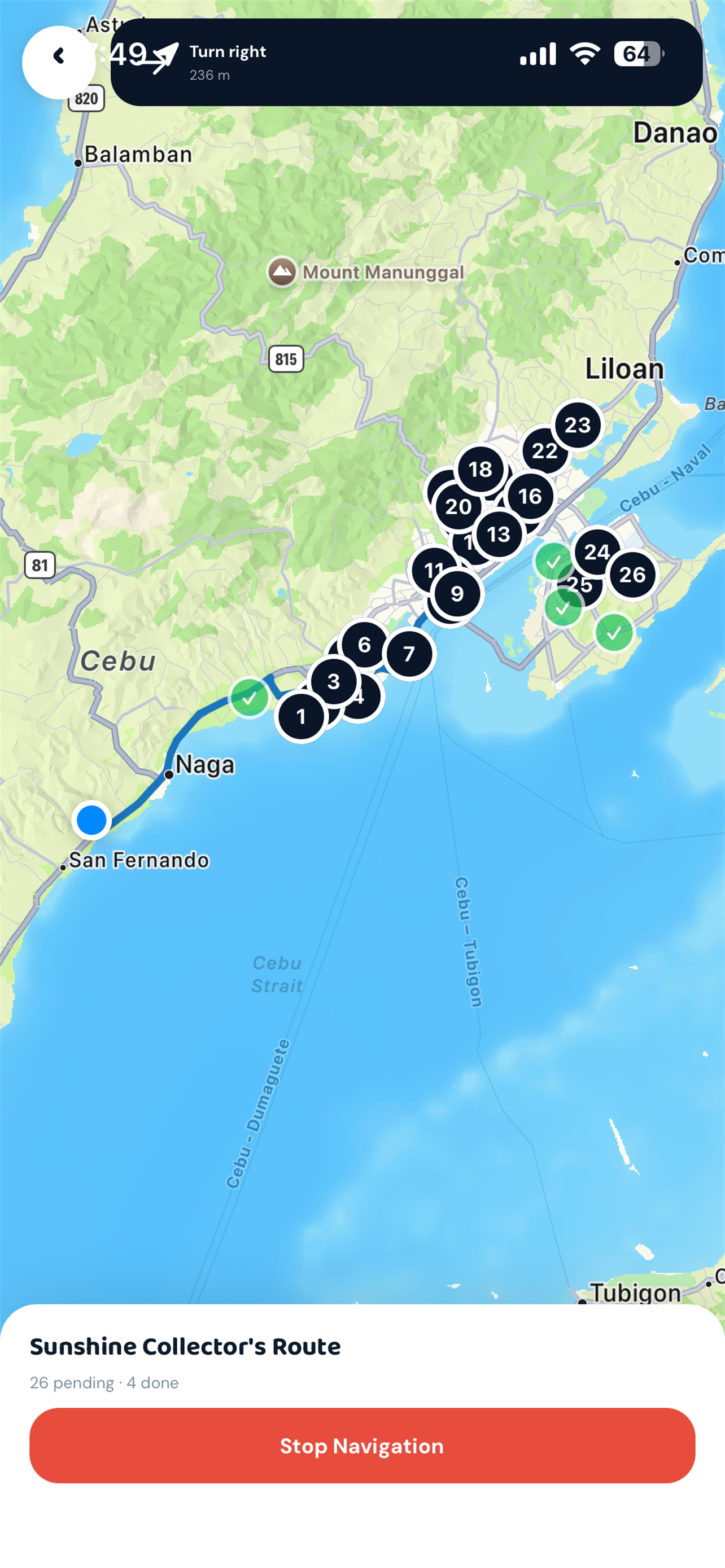GPS route map